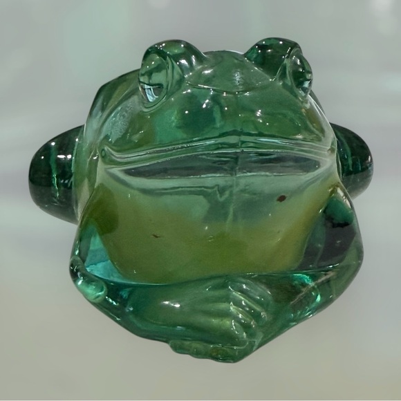 Vintage Indiana Glass Spanish Green Frog Votive Candle Holder Heavy - Picture 6 of 7